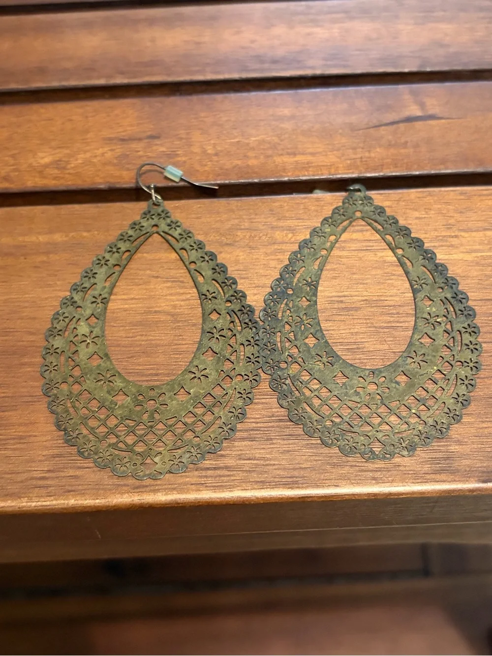 Filigree Teardrop Metal Earrings